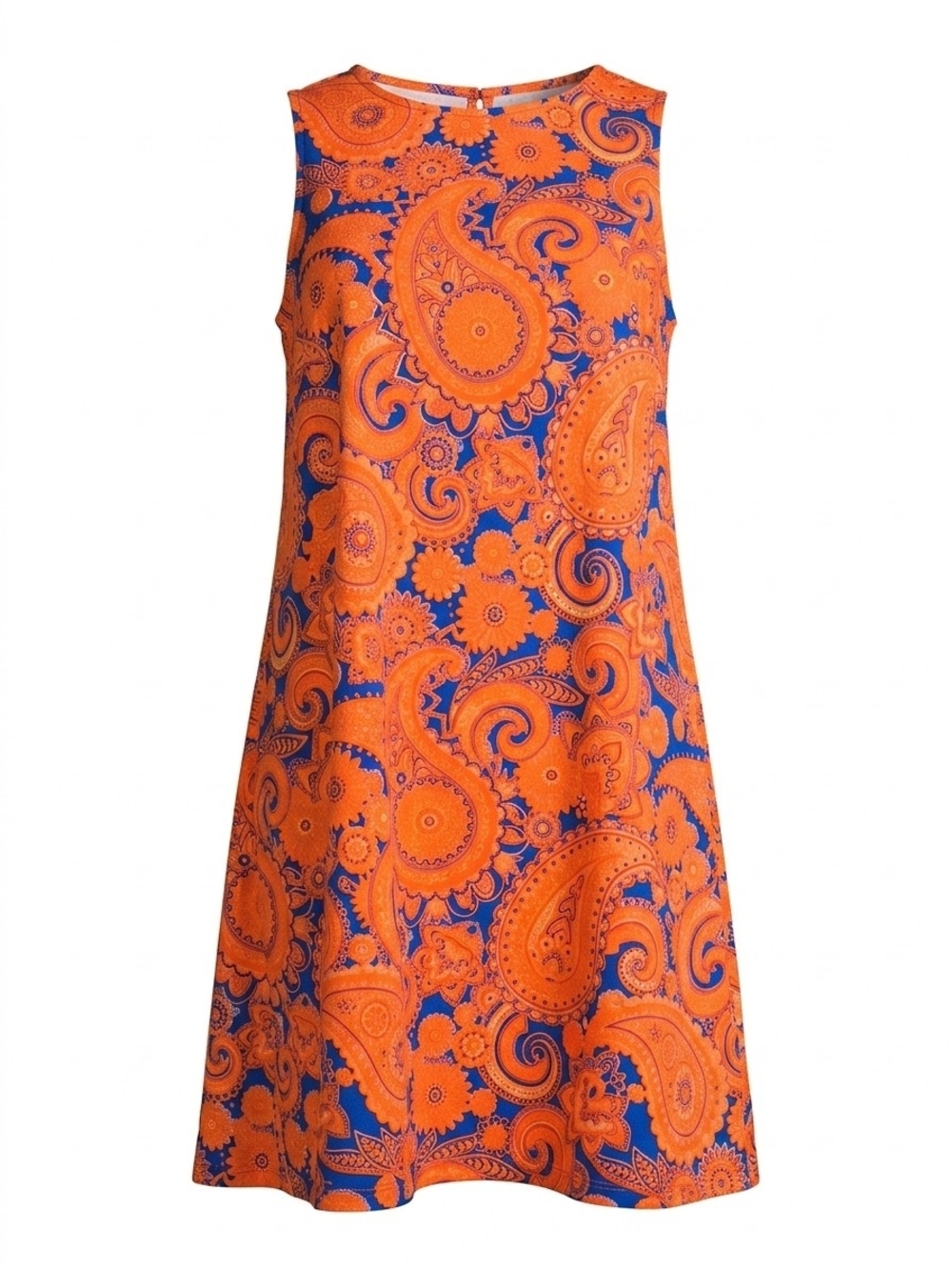 Orange & Blue Paisley A-Line Skirt - Women's